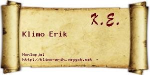 Klimo Erik névjegykártya